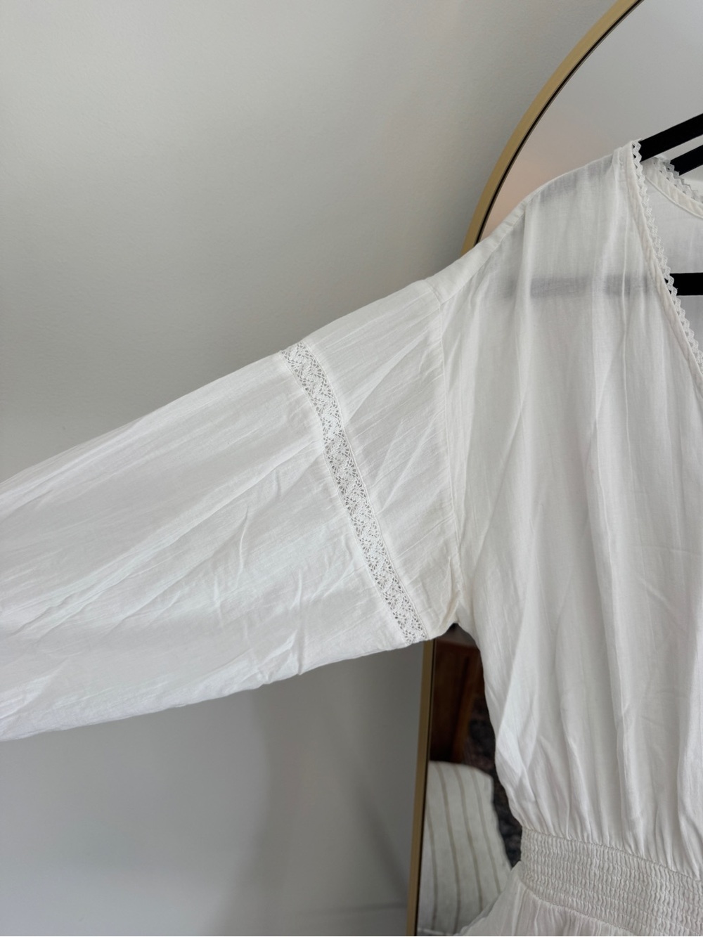 Aerie White Quarter Sleeve Ruffle Mini Dress - Picture 2 of 6